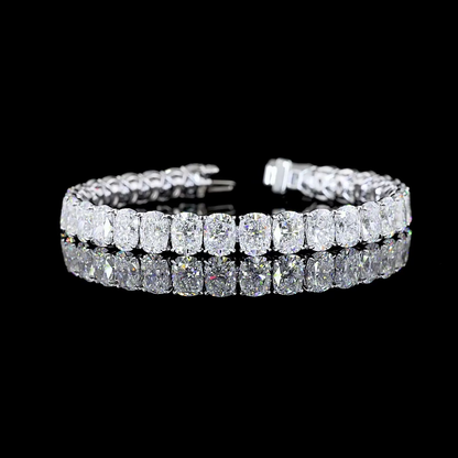 32.99 CTTW Cushion Brilliant Lab Diamond Tennis Bracelet 7" 14k White Gold (E Color and VVS2 Clarity)