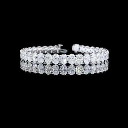 24.26 CTTW Oval Lab Diamond Tennis Bracelet 6.75" 14k White Gold E Color and VS Clarity jewelry-spot-usa