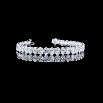 18.51 CTTW Oval Lab Diamond Tennis Bracelet 6.5" 14k White Gold D Color and VS1 Clarity jewelry-spot-usa