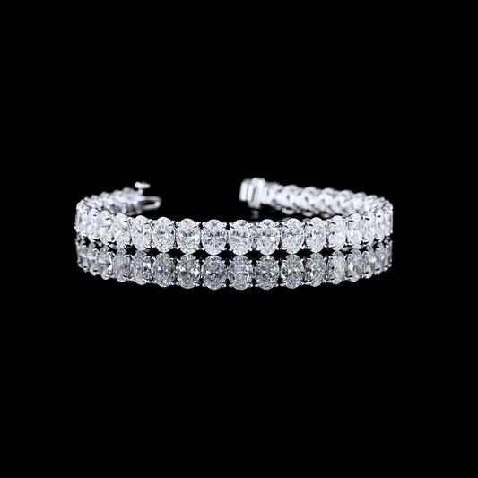 18.51 CTTW Oval Lab Diamond Tennis Bracelet 6.5" 14k White Gold D Color and VS1 Clarity jewelry-spot-usa