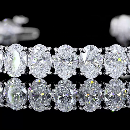 18.51 CTTW Oval Lab Diamond Tennis Bracelet 6.5" 14k White Gold D Color and VS1 Clarity jewelry-spot-usa