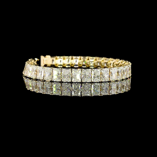 35.12 CTTW Radiant Lab Diamond Tennis Bracelet 7" 14k Yellow Gold (D Color and VS2 Clarity)