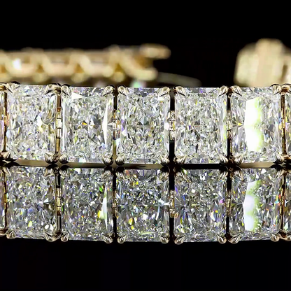 35.12 CTTW Radiant Lab Diamond Tennis Bracelet 7" 14k Yellow Gold (D Color and VS2 Clarity)
