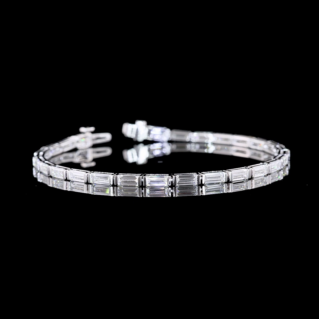 6.35 CTTW Baguette Lab Diamond Tennis Bracelet 7" 14k White Gold F Color and VS2 Clarity jewelry-spot-usa
