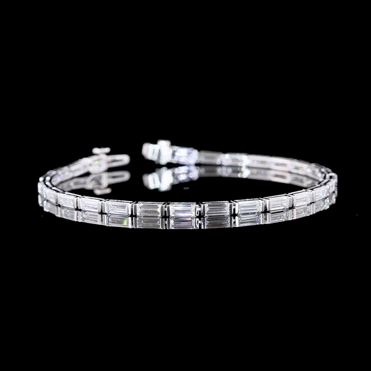 6.35 CTTW Baguette Lab Diamond Tennis Bracelet 7" 14k White Gold F Color and VS2 Clarity jewelry-spot-usa