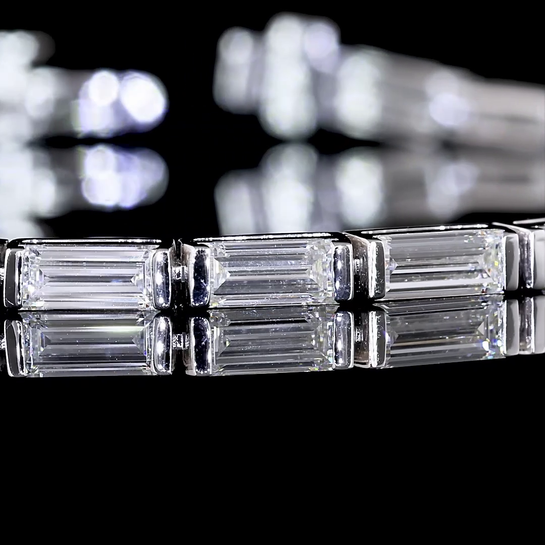 6.35 CTTW Baguette Lab Diamond Tennis Bracelet 7" 14k White Gold F Color and VS2 Clarity jewelry-spot-usa