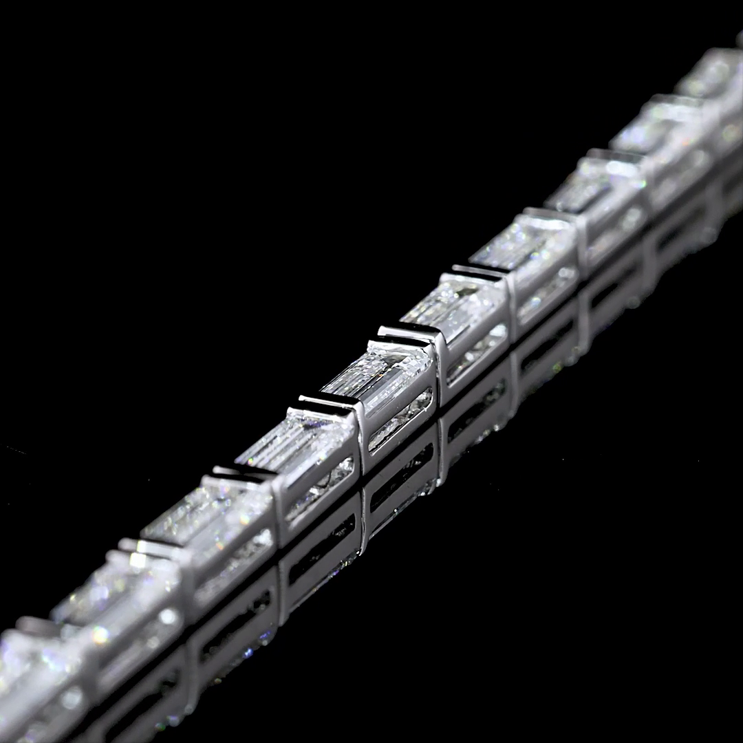 6.35 CTTW Baguette Lab Diamond Tennis Bracelet 7" 14k White Gold F Color and VS2 Clarity jewelry-spot-usa