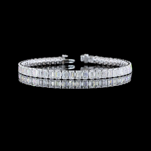 14.01 CTTW Emerald Lab Diamond Tennis Bracelet 7" 14k White Gold F/E Color and VVS2/VS Clarity jewelry-spot-usa