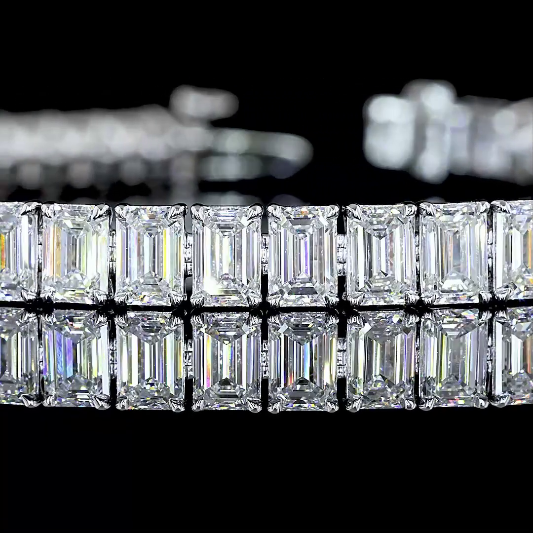 14.01 CTTW Emerald Lab Diamond Tennis Bracelet 7" 14k White Gold F/E Color and VVS2/VS Clarity jewelry-spot-usa