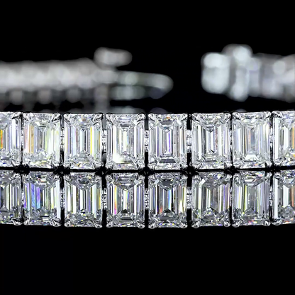 14.01 CTTW Emerald Lab Diamond Tennis Bracelet 7" 14k White Gold F/E Color and VVS2/VS Clarity jewelry-spot-usa