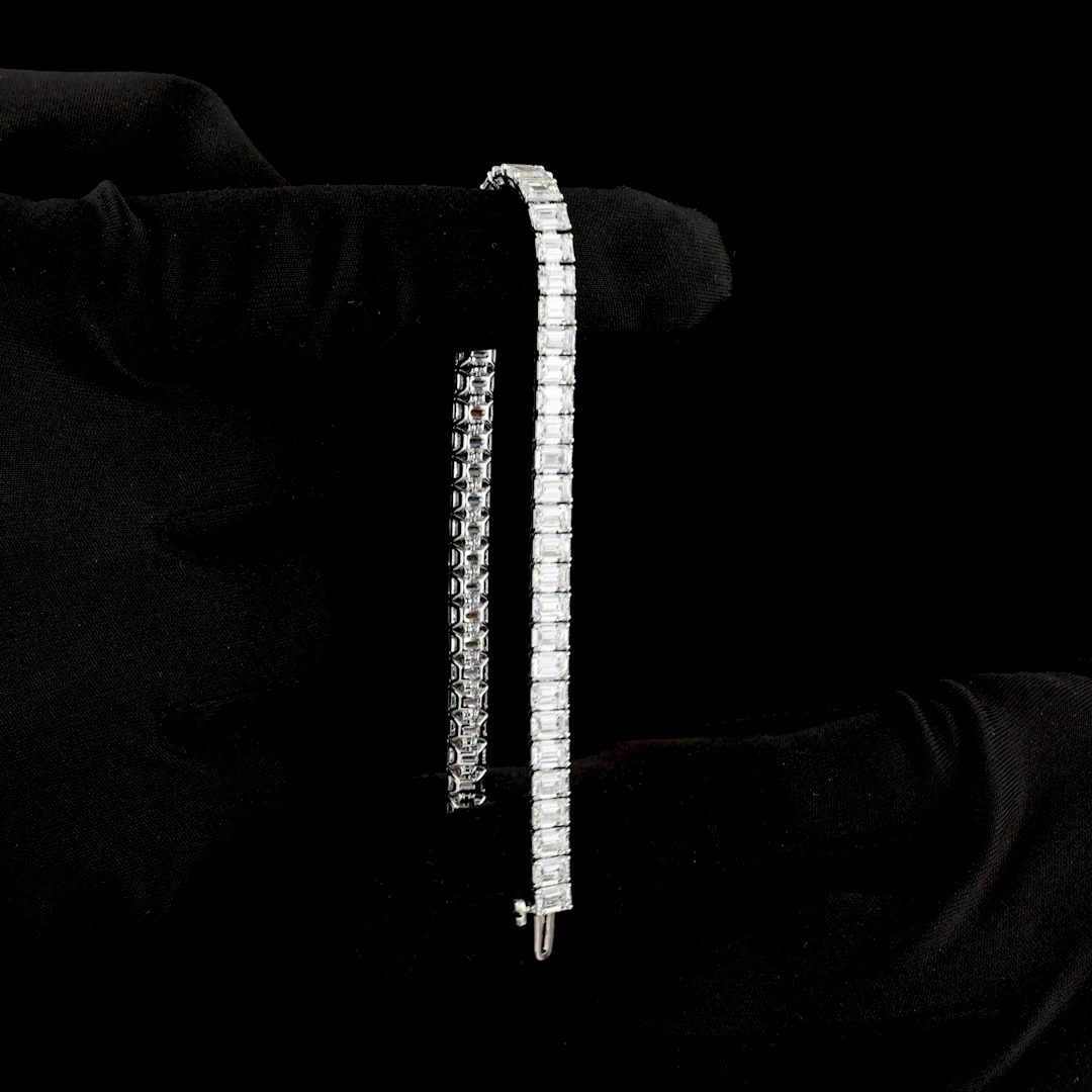 14.01 CTTW Emerald Lab Diamond Tennis Bracelet 7" 14k White Gold F/E Color and VVS2/VS Clarity jewelry-spot-usa
