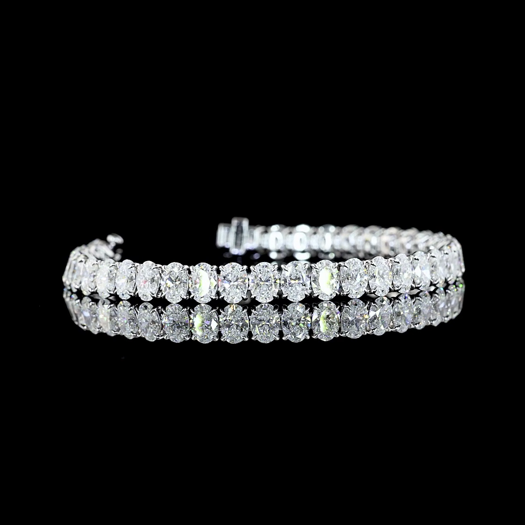 15.22 CTTW Oval Lab Diamond Tennis Bracelet 6.5" 14k White Gold E Color and VS Clarity jewelry-spot-usa