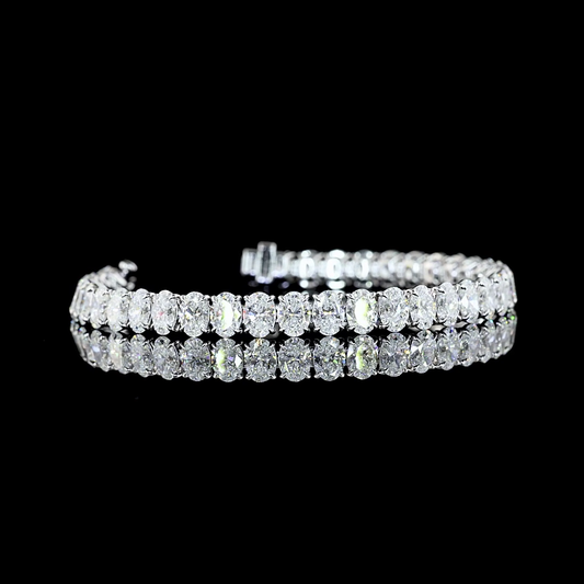 15.22 CTTW Oval Lab Diamond Tennis Bracelet 6.5" 14k White Gold E Color and VS Clarity jewelry-spot-usa