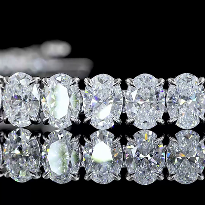 15.22 CTTW Oval Lab Diamond Tennis Bracelet 6.5" 14k White Gold E Color and VS Clarity jewelry-spot-usa