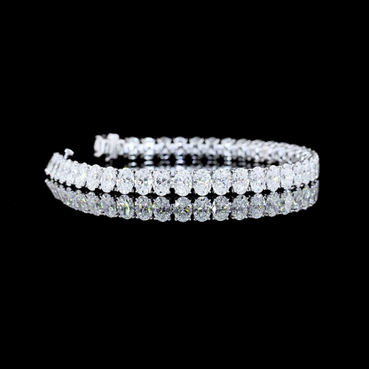 14.62 CTTW Oval Lab Diamond Tennis Bracelet 6.5" 14k White Gold E Color and VS Clarity jewelry-spot-usa
