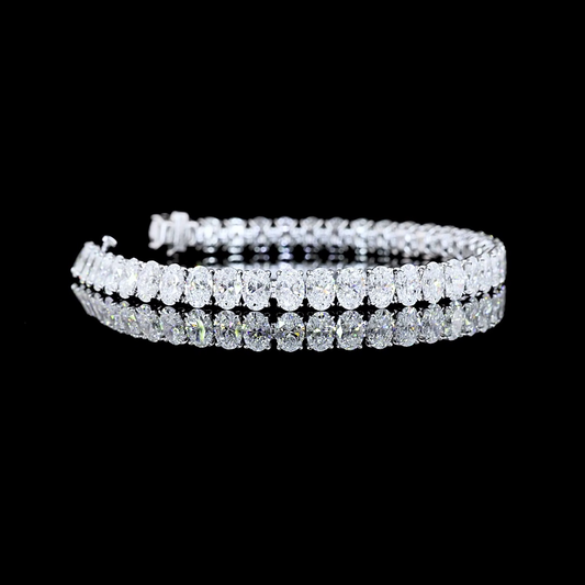 14.62 CTTW Oval Lab Diamond Tennis Bracelet 6.5" 14k White Gold E Color and VS Clarity jewelry-spot-usa