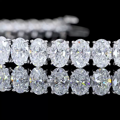 14.62 CTTW Oval Lab Diamond Tennis Bracelet 6.5" 14k White Gold E Color and VS Clarity jewelry-spot-usa