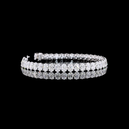 15.01 CTTW Oval Lab Diamond Tennis Bracelet 7" 14k White Gold (E Color and VS Clarity)
