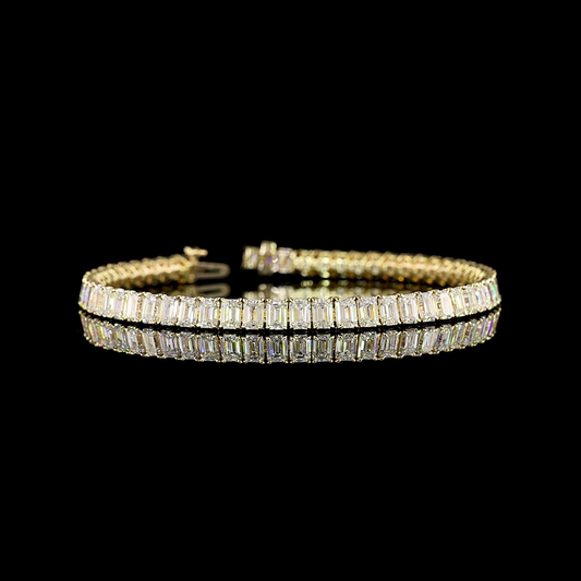 11.73 CTTW Emerald Lab Diamond Tennis Bracelet 7" (F Color and VS1 Clarity)