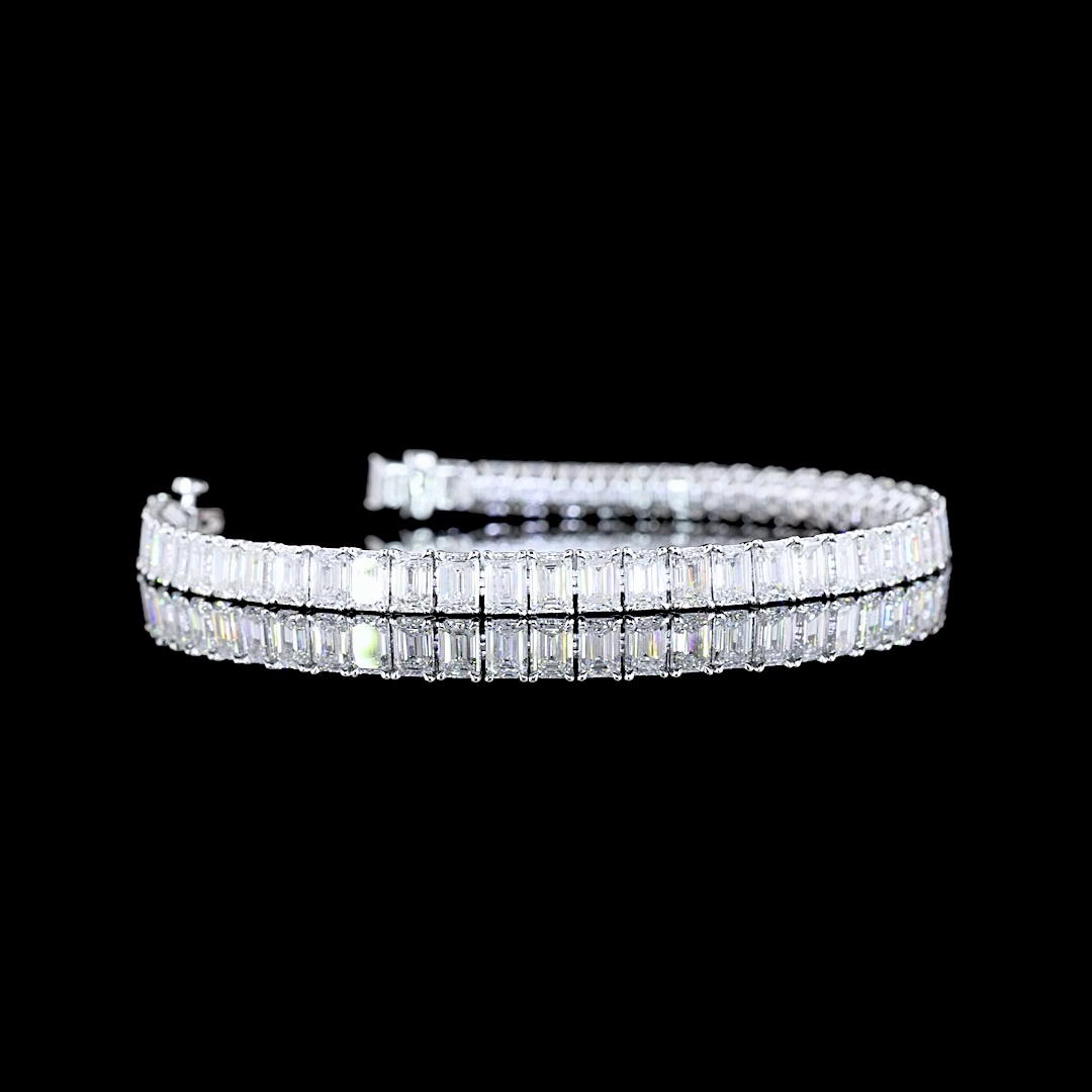11.88 CTTW Emerald Lab Diamond Tennis Bracelet 6.5" 14k White Gold E Color and VS Clarity jewelry-spot-usa