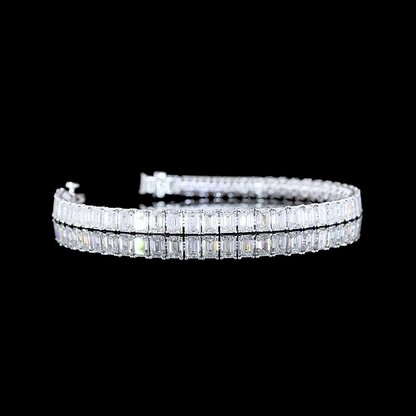 11.88 CTTW Emerald Lab Diamond Tennis Bracelet 6.5" 14k White Gold E Color and VS Clarity jewelry-spot-usa
