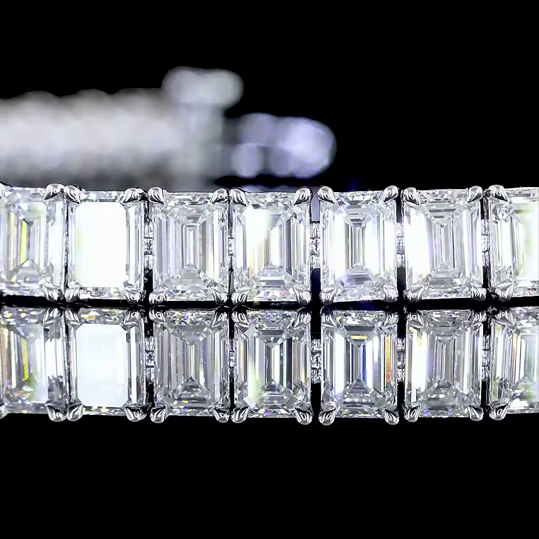 11.88 CTTW Emerald Lab Diamond Tennis Bracelet 6.5" 14k White Gold E Color and VS Clarity jewelry-spot-usa
