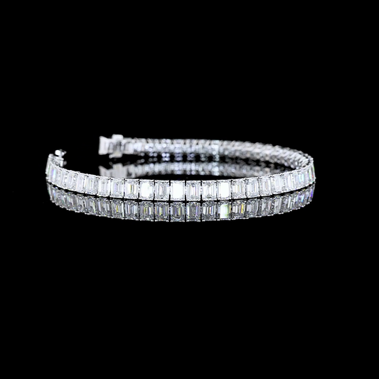 12.16 CTTW Emerald Lab Diamond Tennis Bracelet 6.5" 14k White Gold E Color and VS1 Clarity jewelry-spot-usa