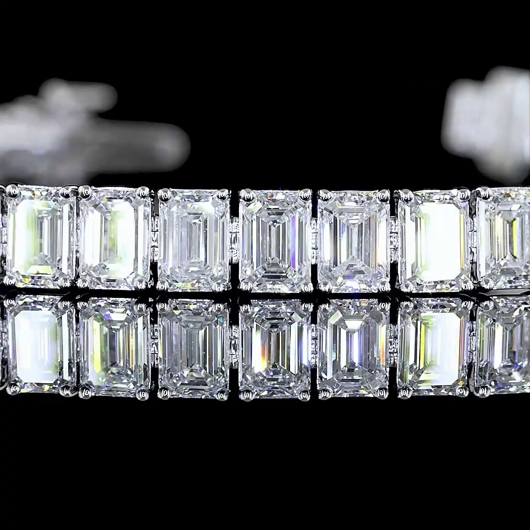 12.16 CTTW Emerald Lab Diamond Tennis Bracelet 6.5" 14k White Gold E Color and VS1 Clarity jewelry-spot-usa