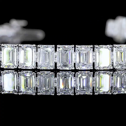 12.16 CTTW Emerald Lab Diamond Tennis Bracelet 6.5" 14k White Gold E Color and VS1 Clarity jewelry-spot-usa