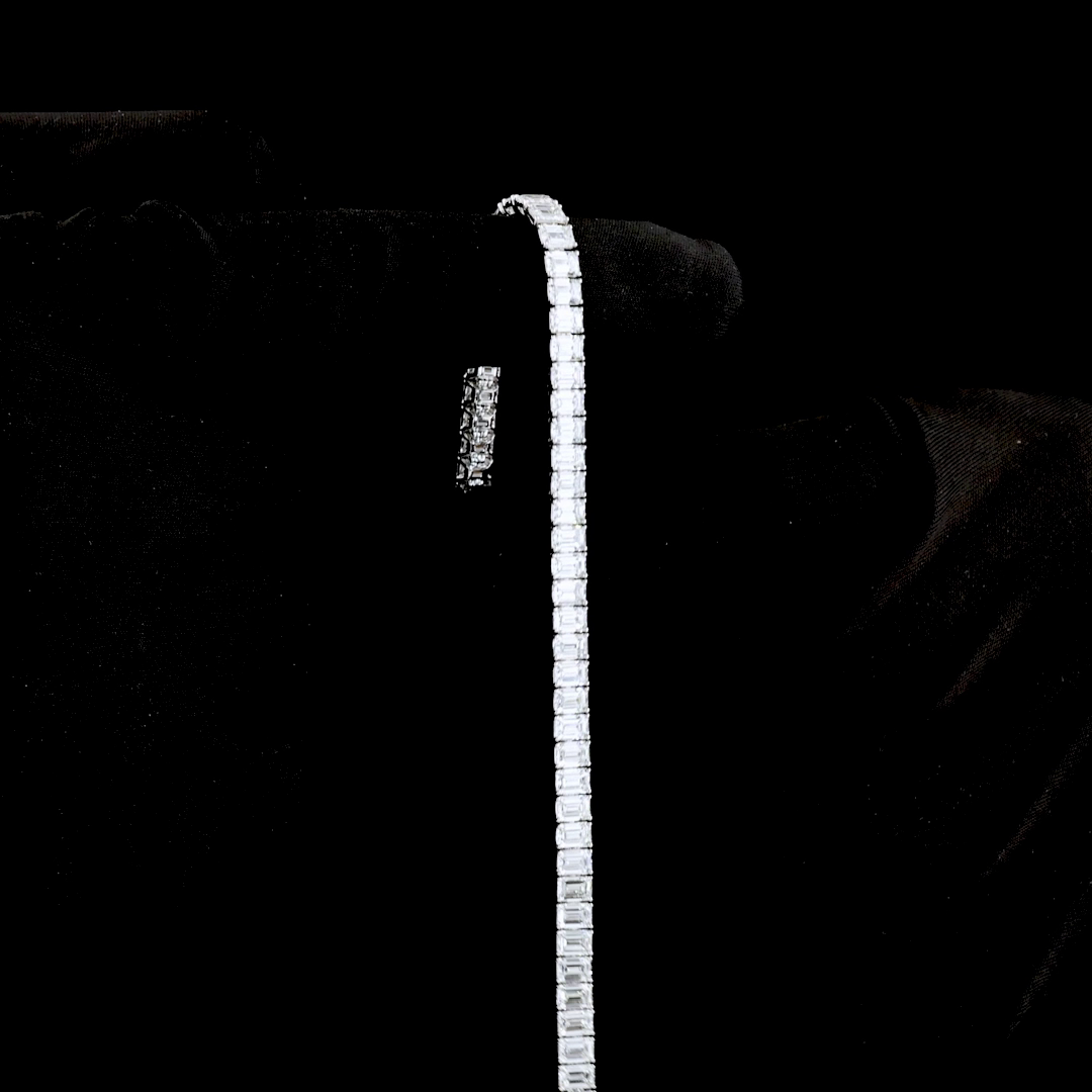 12.16 CTTW Emerald Lab Diamond Tennis Bracelet 6.5" 14k White Gold E Color and VS1 Clarity jewelry-spot-usa