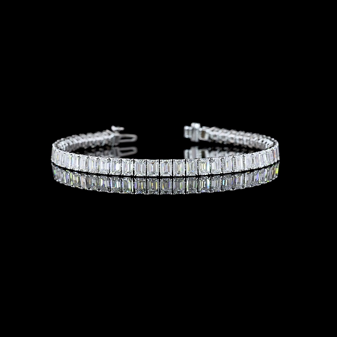 11.05 CTTW Emerald Lab Diamond Tennis Bracelet 6.5" 14k White Gold (F Color and VS2 Clarity)