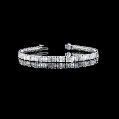 11.05 CTTW Emerald Lab Diamond Tennis Bracelet 6.5" 14k White Gold (F Color and VS2 Clarity)