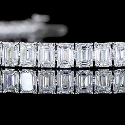 11.05 CTTW Emerald Lab Diamond Tennis Bracelet 6.5" 14k White Gold (F Color and VS2 Clarity)