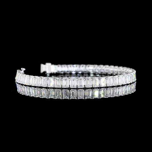 15.25 CTTW Emerald Lab Diamond Tennis Bracelet 6.5" 14k White Gold E Color and VS2 Clarity jewelry-spot-usa