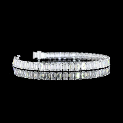 15.12 CTTW Emerald Lab Diamond Tennis Bracelet 6.5" 14k White Gold (E Color and VS/VS2 Clarity)