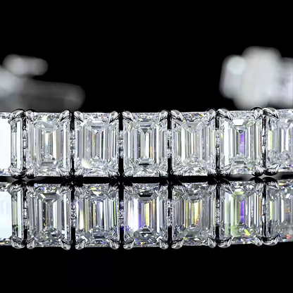 15.12 CTTW Emerald Lab Diamond Tennis Bracelet 6.5" 14k White Gold (E Color and VS/VS2 Clarity)