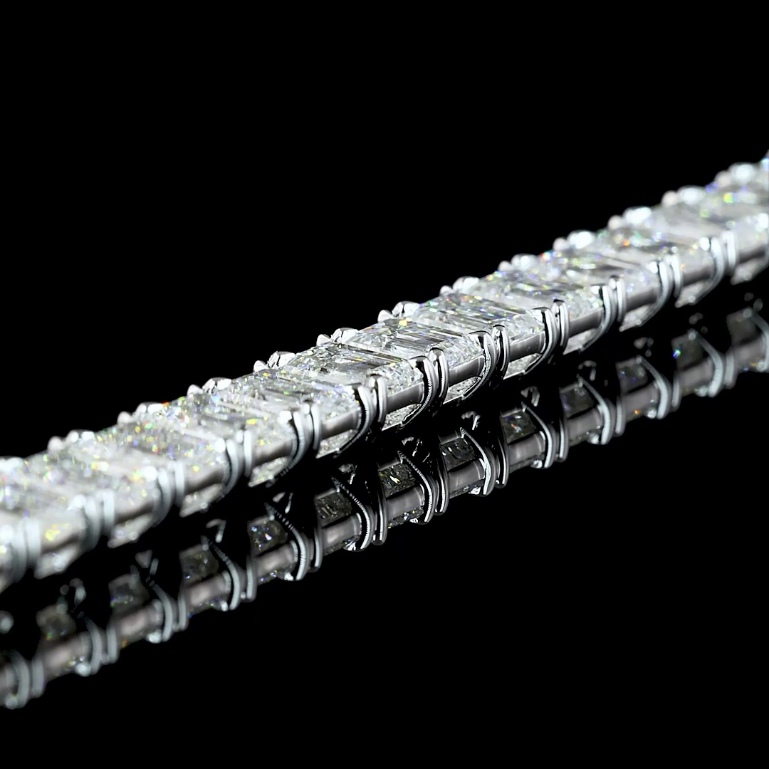 15.12 CTTW Emerald Lab Diamond Tennis Bracelet 6.5" 14k White Gold (E Color and VS/VS2 Clarity)