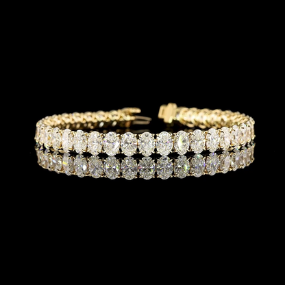20.00 CTTW Oval Lab Diamond Tennis Bracelet 7" 14k Yellow Gold F Color and VS2 Clarity jewelry-spot-usa