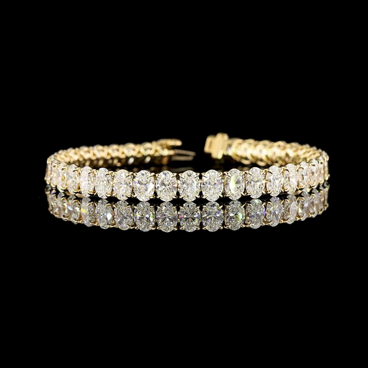 20.00 CTTW Oval Lab Diamond Tennis Bracelet 7" 14k Yellow Gold F Color and VS2 Clarity jewelry-spot-usa