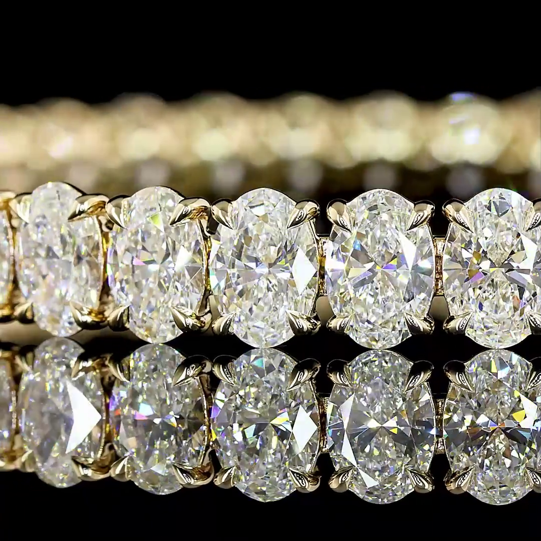 20.00 CTTW Oval Lab Diamond Tennis Bracelet 7" 14k Yellow Gold F Color and VS2 Clarity jewelry-spot-usa