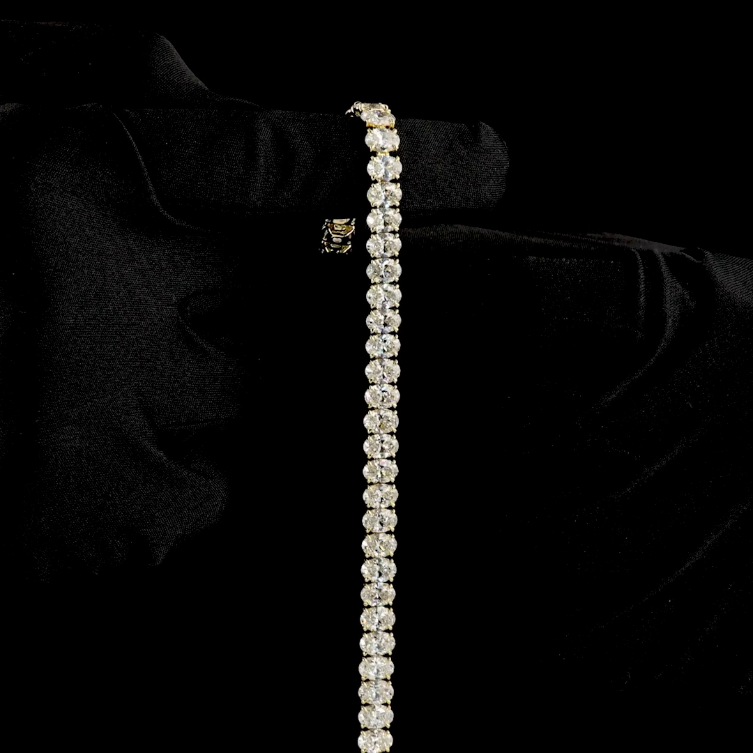 20.00 CTTW Oval Lab Diamond Tennis Bracelet 7" 14k Yellow Gold F Color and VS2 Clarity jewelry-spot-usa