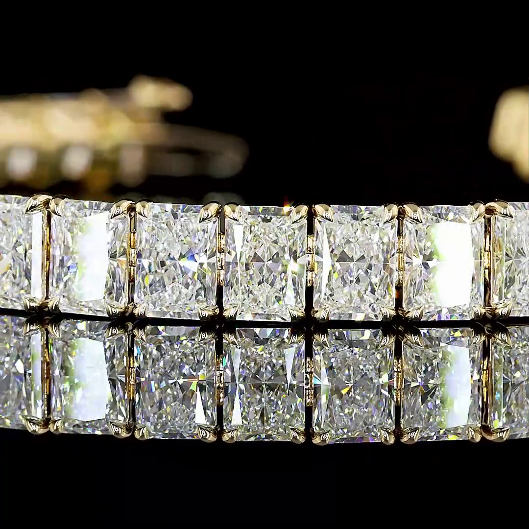 20.29 CTTW Radiant Lab Diamond Tennis Bracelet 6.5" 14k Yellow Gold E Color and VS Clarity jewelry-spot-usa