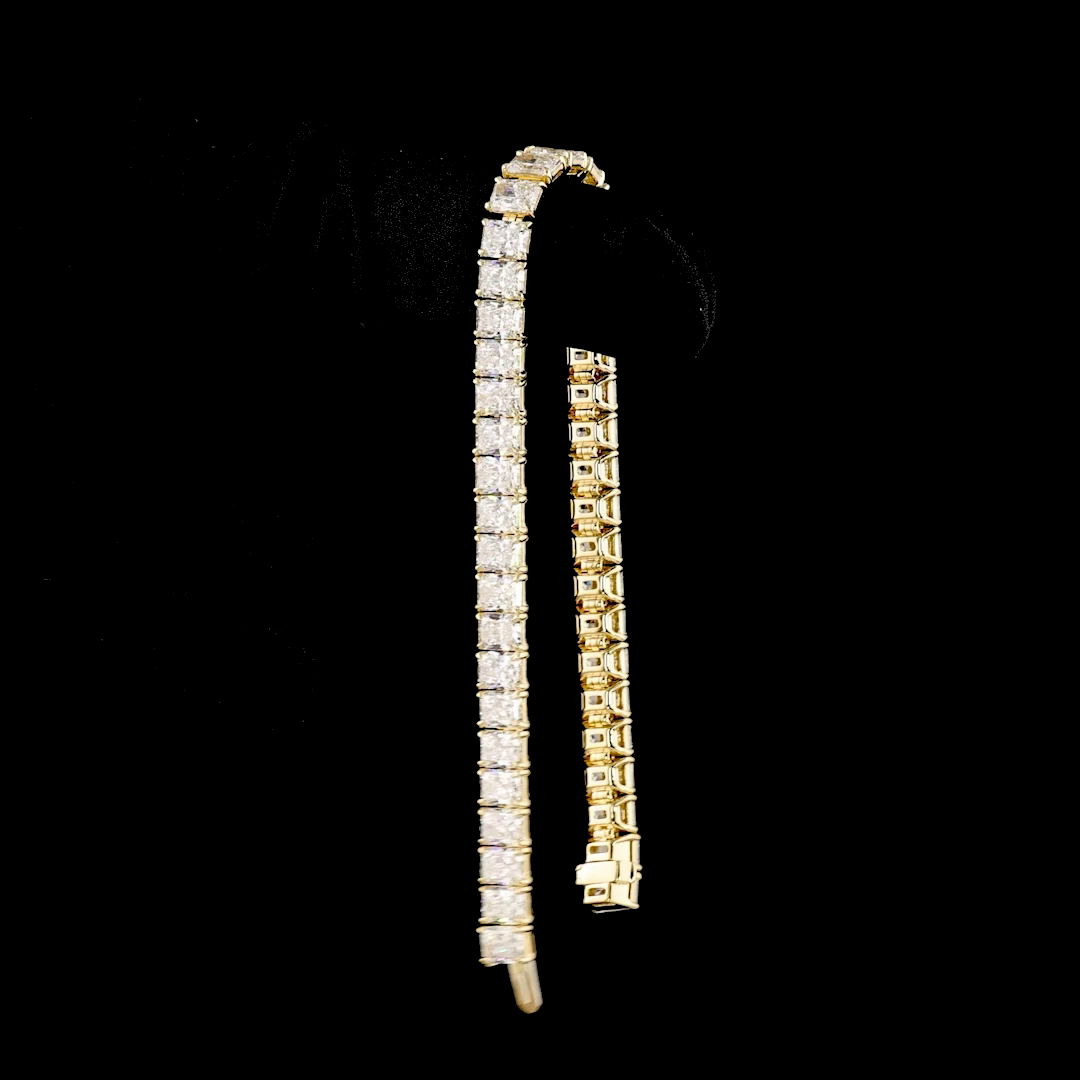 20.29 CTTW Radiant Lab Diamond Tennis Bracelet 6.5" 14k Yellow Gold E Color and VS Clarity jewelry-spot-usa