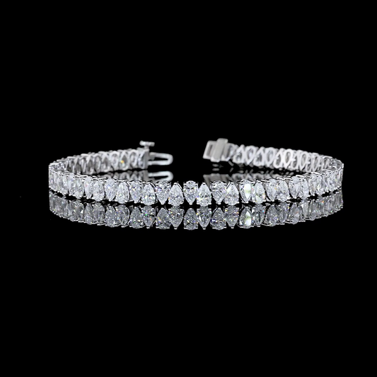9.19 CTTW Pear Lab Diamond Tennis Bracelet 7" 14k White Gold E Color and VS Clarity jewelry-spot-usa