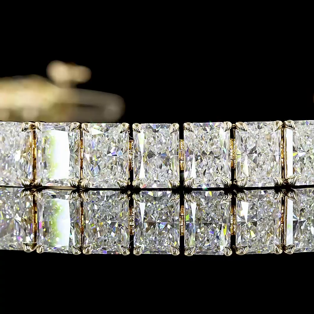 15.13 CTTW Radiant Lab Diamond Tennis Bracelet 6.25" 14k Yellow Gold E Color and VS Clarity jewelry-spot-usa