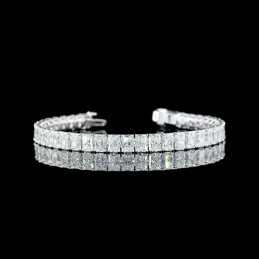 15.04 CTTW Radiant Lab Diamond Tennis Bracelet 6.5" 14k White Gold (E Color and VS Clarity)