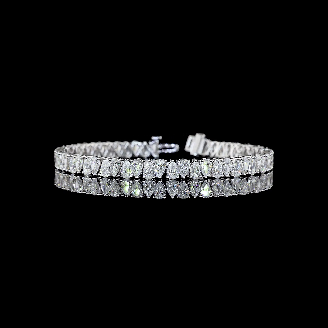 11.00 CTTW Pear Lab Diamond Tennis Bracelet (E Color and VS2 Clarity)