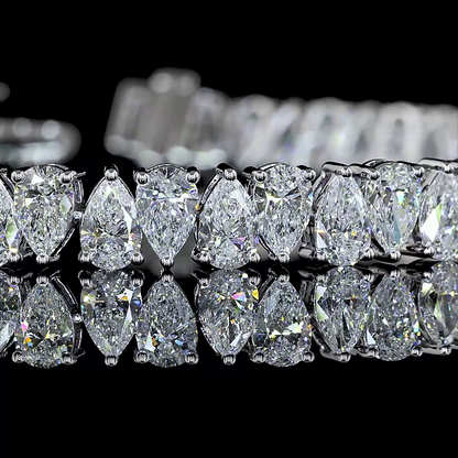 11.00 CTTW Pear Lab Diamond Tennis Bracelet (E Color and VS2 Clarity)