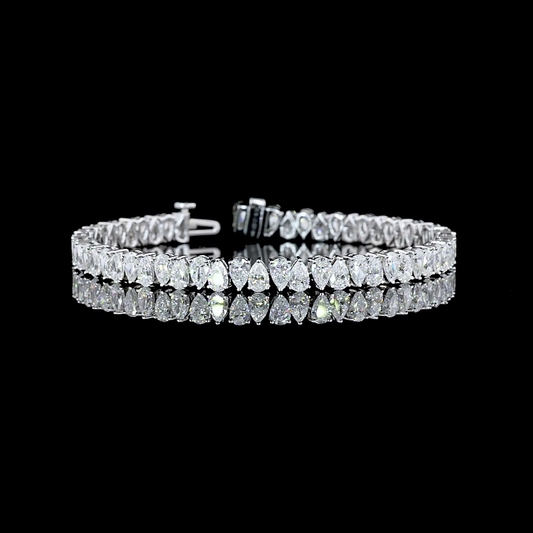 10.52 CTTW Pear Lab Diamond Tennis Bracelet 7" 14k White Gold E Color and VVS2 Clarity jewelry-spot-usa