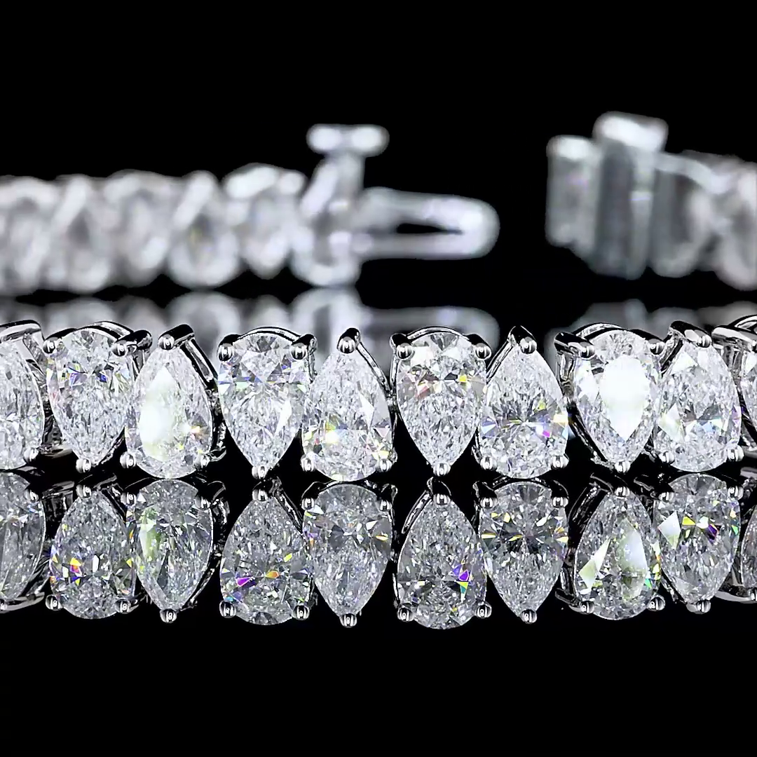 10.52 CTTW Pear Lab Diamond Tennis Bracelet 7" 14k White Gold E Color and VVS2 Clarity jewelry-spot-usa